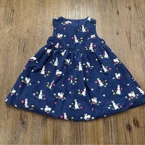 3/24$ John Lewis Baby Navy Blue Bunny Print Dress size 9-12 months
